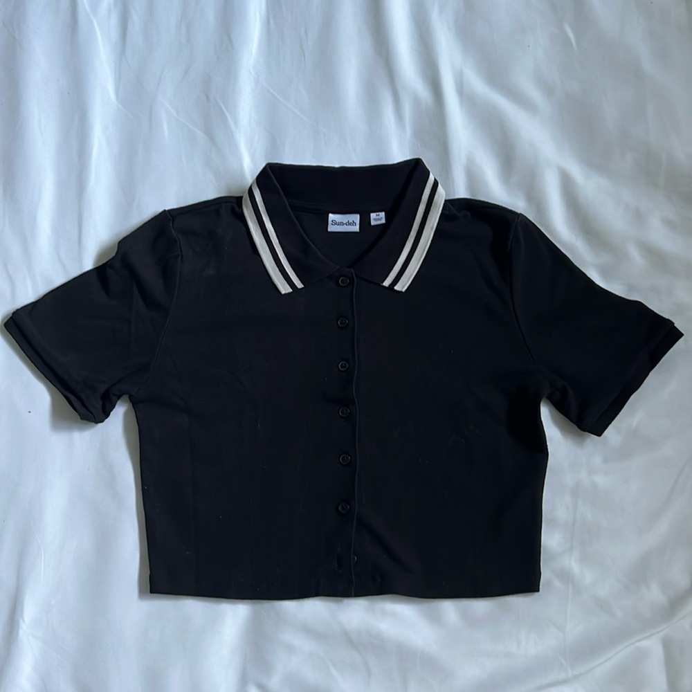 Aritzia Sunday Best Black Polo Shirt